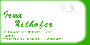 irma milhofer business card